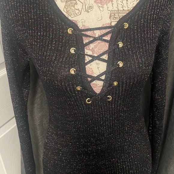 Black dress with various color Bodycon Lace up size medium - Picture 2 of 3